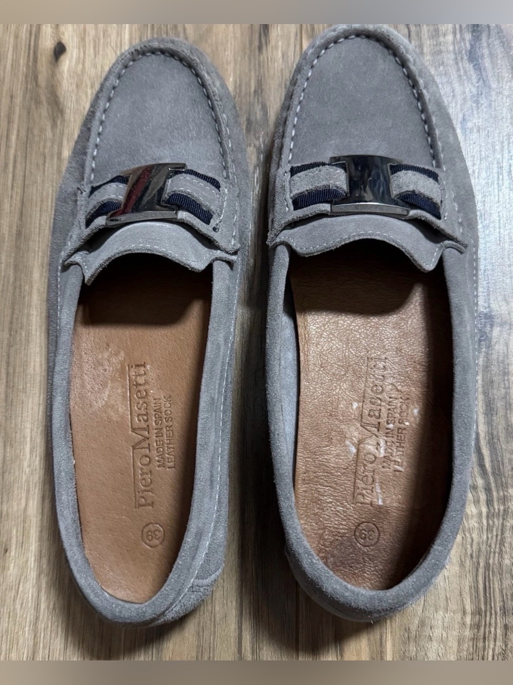 Piero Masetti Gray Suede Loafer Bit Detail Comfort Shoes Size 8 / 39